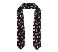 WHJSSF Chal de graduación aplanado con diseño de rosa que dice que te quiero. Buen drapeado que no se deforma fácilmente, Aplanado, Talla única