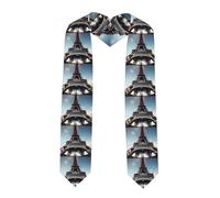 WHJSSF Chal de graduación aplanado, diseño de la Torre Eiffel Love Paris, buena caída, no se deforma fácilmente, Esquina afilada, Talla única