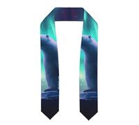 WHJSSF Chal de graduación aplanado, diseño de oso polar de luces boreales, buena caída, no se deforma fácilmente, Aplanado, Talla única