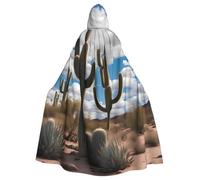 WHJSSF Chaqueta larga con capucha de Halloween con estampado de cactus para adultos, adecuada para hombres y mujeres