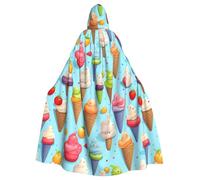 WHJSSF Chaqueta larga con capucha para adultos con estampado de helados de muchos colores, adecuada para hombres y mujeres