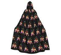 WHJSSF Cherries on a pile of colorful ribbons Printed Halloween Adult Hooded Cape Large Hooded Layer with Bow Tie, sin cremallera