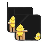 WHJSSF Chicken on The Board Prints - Alfombrilla de aislamiento cuadrada (juego de dos piezas) para quitar la tapa de la cocina, hornos de microondas, hornos, con cuerda para colgar lateral