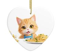 WHJSSF Colgante de cerámica con diseño de gato que le gusta comer pasta, decoración de interiores, regalo para festivales