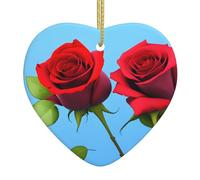 WHJSSF - Colgante de cerámica para árbol de Navidad, diseño de rosas sobre fondo azul, decoración de centros comerciales, supermercados, tiendas