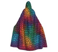 WHJSSF Colorida piel de cocodrilo estampada para adultos con capucha para Halloween, capa larga de fiesta, adecuada para hombres y mujeres