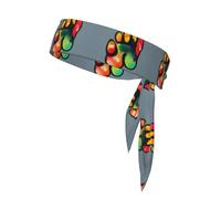 WHJSSF Colorido pañuelo deportivo de doble cara con patrón de pata de perro para mujeres y hombres, ajustable para todas las circunferencias de cabeza