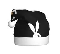 WHJSSF Conejo caminando hacia adelante con pan impreso sombreros de Navidad de felpa para hombres y mujeres, gorras de fiesta de Año Nuevo para adultos