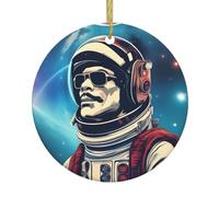 WHJSSF Cool Man in Outer Space Galaxy Printing Christmas Ceramic Decoration Circular Interior Decoration Gift - 7.4 cm