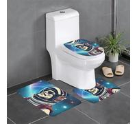 WHJSSF Cool Man in Outer Space Galaxy Prints - Juego de alfombras de baño antideslizantes de 3 piezas con contorno, ovaladas y rectangulares para inodoro, tocador y baños