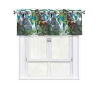 WHJSSF Cortina corta con cenefa de dos koalas felices, 137 x 45,7 cm, filtrante de luz, para cocina, baño, lavandería, estudio