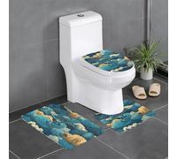 WHJSSF Dawn Ocean Waves - Juego de 3 alfombras de baño antideslizantes para inodoro, tocador y tapa, fácil de limpiar, antideslizante