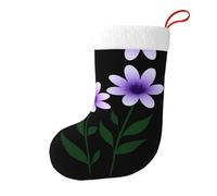 WHJSSF de medias decorativas de Navidad con dos flores moradas impresas para fiestas de Navidad