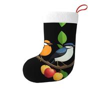 WHJSSF de medias decorativas de Navidad, un par de pájaros en un árbol frutal, impresas para fiestas de Navidad
