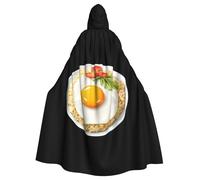 WHJSSF Delicioso patrón de arroz con huevo frito para Halloween para adultos, capa con capucha para usar durante Halloween, juegos de rol