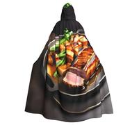 WHJSSF Delicious Grilled Meat Prints Halloween - Capa con capucha para adultos, capa con capucha súper grande sin cremallera