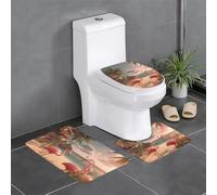 WHJSSF Flamingo Beach Picture - Juego de 3 piezas antideslizante de secado rápido para baño, tapete de ducha duradero
