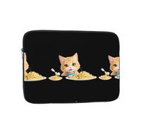 WHJSSF Funda portátil para laptop de 15 pulgadas, diseño de gato que le gusta comer pasta para viajes de negocios, escuela, oficina, uso diario