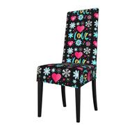 WHJSSF Funda protectora colorida y con letras "I love you" para silla de comedor, suave, cómoda, resistente a las arrugas, elástica que se adapta a la mayoría de sillas sin brazos