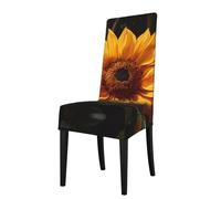 WHJSSF Funda protectora para silla de comedor, diseño de girasol amarillo sobre fondo marrón, suave, cómoda, resistente a las arrugas, se adapta a la mayoría de sillas sin brazos