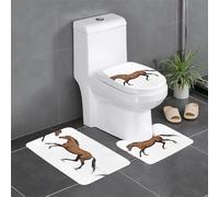 WHJSSF Galloping War Horse Prints - Juego de alfombras de baño antideslizantes de 3 piezas con contorno, ovaladas y rectangulares para inodoro, tocador y baños