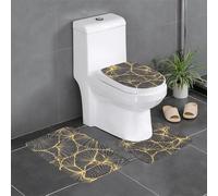WHJSSF Golden Leaf Picture - Juego de 3 piezas antideslizante de secado rápido para baño, tapete de ducha duradero