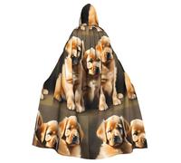 WHJSSF Golden Retriever Puppies - Capa grande con capucha para adultos, con estampado de cachorros de Halloween, con pajarita, sin cremallera