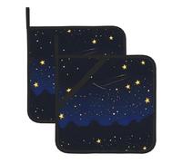 WHJSSF Golden Stars in The Night Sky Prints - Alfombrilla de aislamiento cuadrada (juego de dos piezas) para quitar la tapa de la cocina, hornos de microondas, hornos, con cuerda para colgar lateral