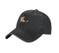 WHJSSF Gorra de béisbol de mezclilla lavada clásica negra con patrón de leopardo pequeño, sombrero de algodón ajustable para hombres y mujeres