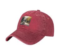 WHJSSF Gorra de béisbol de mezclilla lavada negra con diseño de conejo blanco montando un patinete, correa ajustable, algodón clásico para hombres y mujeres, rosso, Talla única