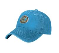 WHJSSF Gorra de béisbol de mezclilla lavada negra con estampado de algas marinas flotantes, correa ajustable, algodón clásico para hombres y mujeres, azul, Talla única