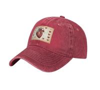 WHJSSF Gorra de béisbol negra con diseño de anatomía humana y corazón ajustable, de algodón, para hombres y mujeres, transpirable y elegante, rosso, Talla única