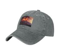 WHJSSF Gorra de béisbol negra con patrón de erupciones volcánicas ajustable, de algodón, ala curvada clásica, gris, Talla única