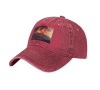 WHJSSF Gorra de béisbol negra con patrón de erupciones volcánicas ajustable, de algodón, ala curvada clásica, rosso, Talla única