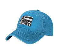 WHJSSF Gorra de béisbol negra con patrón de gatito a rayas blancas y negras, gorra de algodón ajustable para hombres y mujeres, deportes, actividades al aire libre, viajes, azul, Talla única