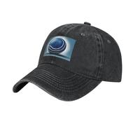 WHJSSF Gorra de béisbol negra con patrón de voleibol azul, gorra de algodón ajustable para hombres y mujeres, transpirable y elegante, Negro, Talla única