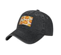 WHJSSF Gorra de béisbol negra vaquera con patrón de calabaza brillante, ajustable, de algodón, para hombres y mujeres, transpirable y elegante, Negro, Talla única