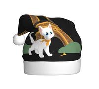 WHJSSF Gorras de Navidad de felpa para hombre y mujer, diseño de gatito bajo la Torre Eiffel