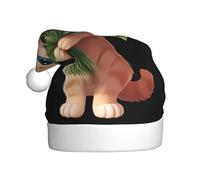 WHJSSF Gorras de Navidad de felpa para hombres y mujeres con estampado de gatito sosteniendo un ramo