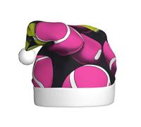 WHJSSF Gorro de Navidad con patrón de pelotas de tenis rosa brillante para adultos, adecuado para Halloween, Navidad y Año Nuevo