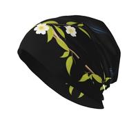 WHJSSF Gorro de punto para adultos, diseño de golondrina de flores en una rama, gorro elástico suave y cómodo para hombres y mujeres, color negro