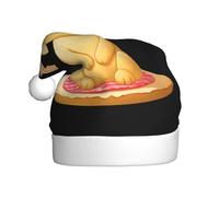 WHJSSF Gorros de Navidad de felpa con estampado de conejo de pan de maíz para hombres y mujeres, gorras de fiesta de Año Nuevo para adultos