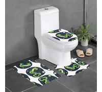 WHJSSF Green Snake in The Starry Sky Prints - Juego de alfombras de baño antideslizantes de 3 piezas con contorno, ovaladas y rectangulares para inodoro, tocador y baños