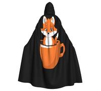 WHJSSF Have a cup of Fox Coffee - Capa grande con capucha para adultos, con estampado de zorro, con pajarita, sin cremallera