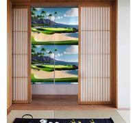 WHJSSF Hawaii Beach - Cortina de puerta estampada con diseño de campo de golf, protección de privacidad, adecuada para cocina, baño, habitación, 86 x 142 cm