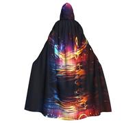 WHJSSF Hermoso patrón de notas musicales para Halloween, capa con capucha y pajarita para fiestas de disfraces, cosplay