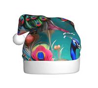 WHJSSF Hermoso sombrero de Navidad con imagen de pavo real y floral para adultos, por lo que es un regalo divertido y duradero para hombres y mujeres