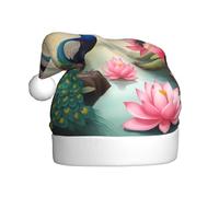 WHJSSF Hermoso sombrero de Navidad con imagen de pavos reales y lotos para adultos, por lo que es un regalo divertido y duradero para hombres y mujeres