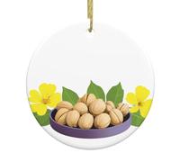 WHJSSF He'ta in The Flower Tray Printing Christmas Ceramic Decoration Circular Interior Decoration Gift -7.4 cm