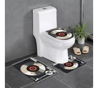 WHJSSF Juego de 3 piezas antideslizante de secado rápido con discos de vinilo vintage para baño, tapete de ducha duradero y de secado rápido
